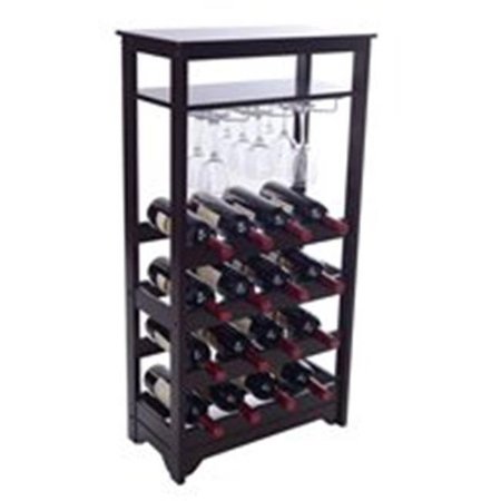 MERRY PRODUCTS Merry Products WNR0011720800 16-Bottle Wine Rack with Stemware Glass WNR0011720800